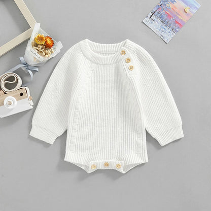 Newborn Infant Baby Girl Boy Knit Sweater Romper Pullover Sweatshirt Fall Winter Baby Clothes Warm Romper Bodysuits