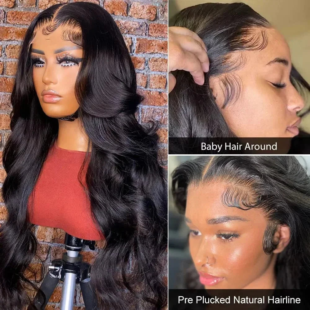 Body Wave 13x6 Synthetic Lace Frontal Wig Pre Plucked with Baby Hair