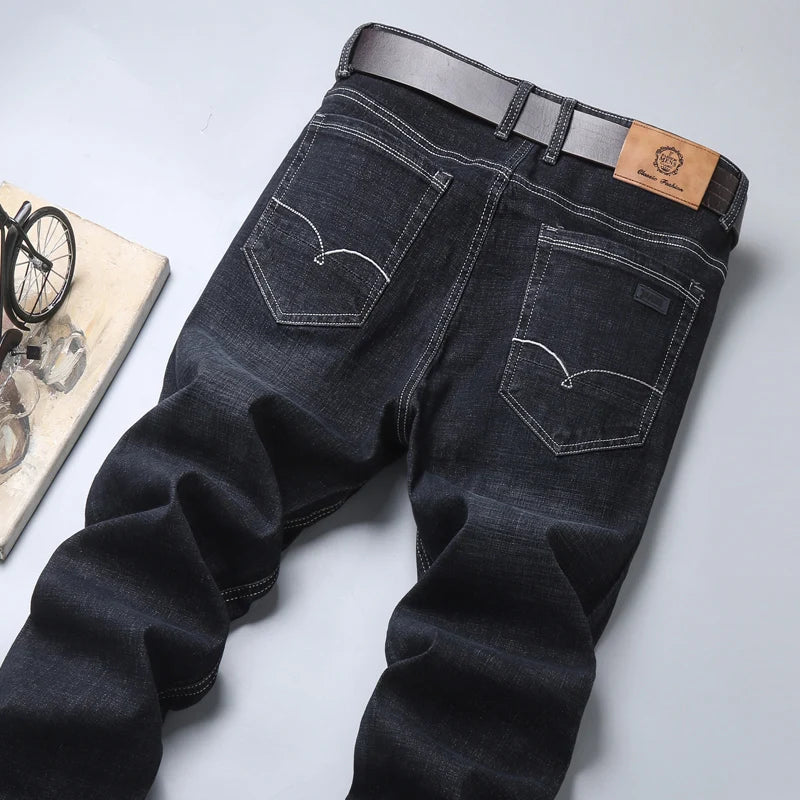 Men's New Classic Work Clothing High-quality Business Jeans Casual Straight Stretch Fashion Denim Trousers Male Brand Clothing