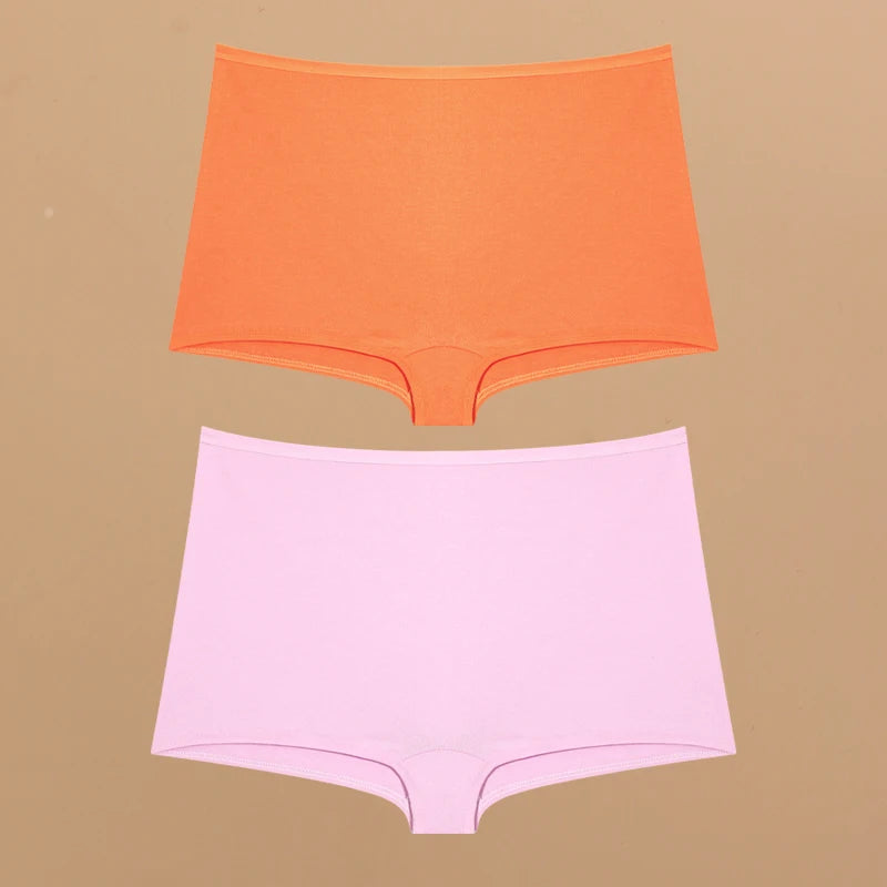 2pcs Women's Cotton Boxers Panties Female Seamless Sports Boyshorts Underwear Female Solid Soft Lingerie Safty Shorts XS-XL 2024