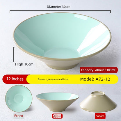 Melamine Rain-Hat Shaped Bowl Commercial Ramen Bowl River Snail Rice Noodle Bowl Noodle Restaurant Dedicated Noodles with Soy Sauce Wonton Pig's Knuckle Rice Spicy Hot Large Bowl