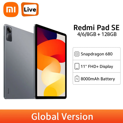 Redmi Pad SE Global Version Snapdragon 680 Octa Core 90Hz 11" FHD+ Display 128GB/256GB 8000mAh Battery Support Google Play