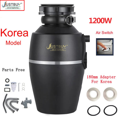 Euro 1200W Food Waste Disposers Chopper Kitchen Garbage Disposal Stainless Steel Grinder Processor