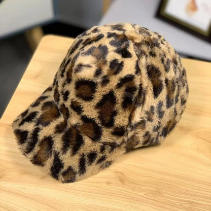 Get Ready for Winter with Our New Arrival Leopard & Zebra Print Fleece Baseball Cap - Perfect for Women