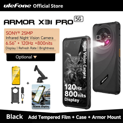 【World Premiere】Ulefone Armor X31 Pro 5G Rugged Phone Android 14 Smartphone 6.56”16GB + 256GB Night Camera 64MP 6050mAh NFC