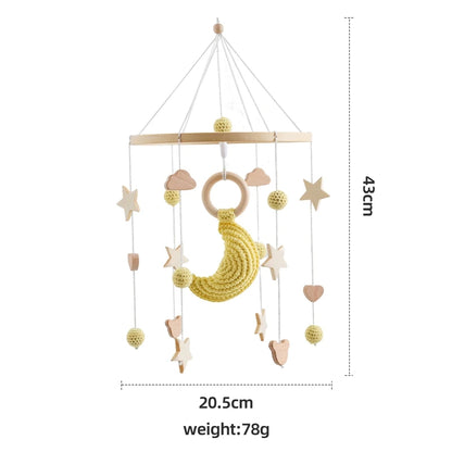 Baby Crib Mobile Bed Bell Rattle Toys Wooden Crochet Stars Pendant Bed Bell Toys Newborn Comfort Crib Bracket Hanging Toys Gifts