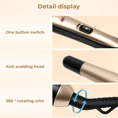 Hair Curling Wand 3/4 Inch Tapered Curling Iron Professional Ceramic Hair Curler Wand Fast Heating Hair Curlers for All Hair