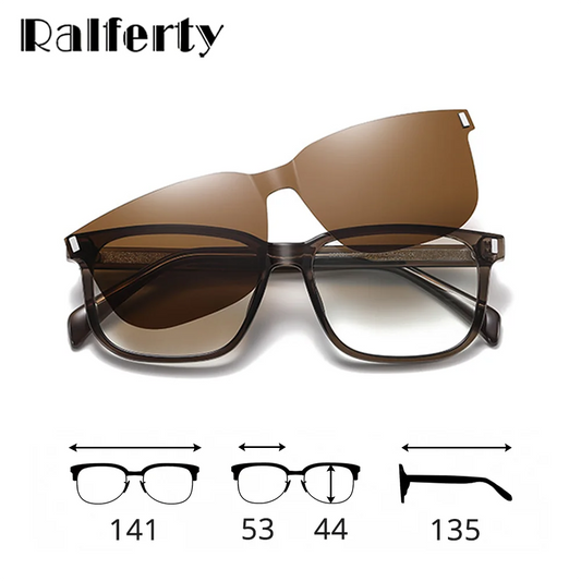 Ralferty One-piece Sunglasses for Men Clip On Glasses Polarized UV400 Brown Sun Glasses Male Driving Fishing gafas de sol hombre