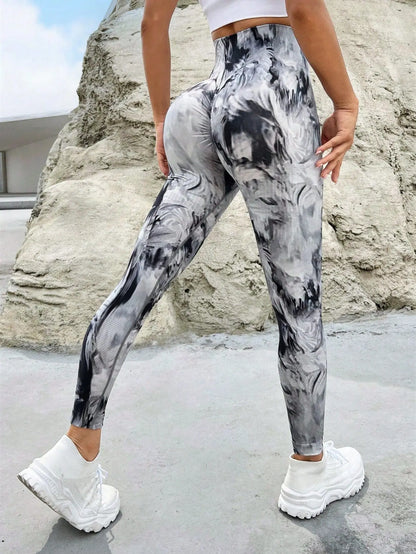 Women Tie Dye Fitness Yoga Pants  High Waist Seamless Booty Lifting  Leggings Sexy 3D Print Workout Outdoor Gym Pants