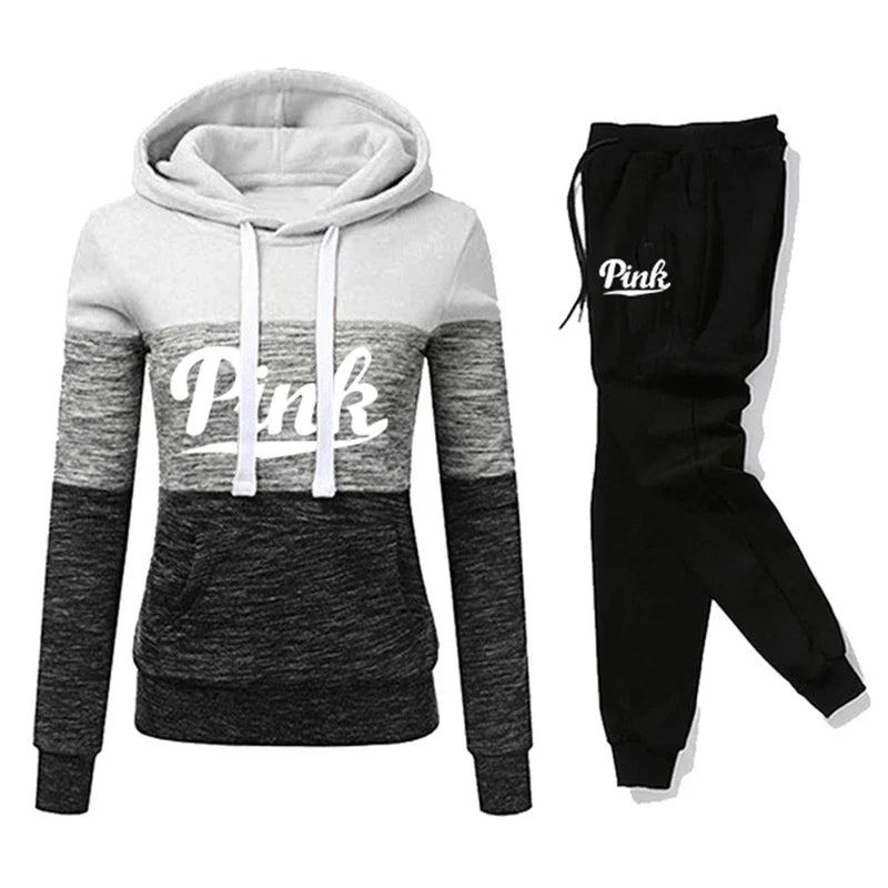 Hot Sales Womens Tracksuit Print ColorBlock Hooded Sweatshirts Fashion Trend Versatile Pullover Street Warm Casual Clothing