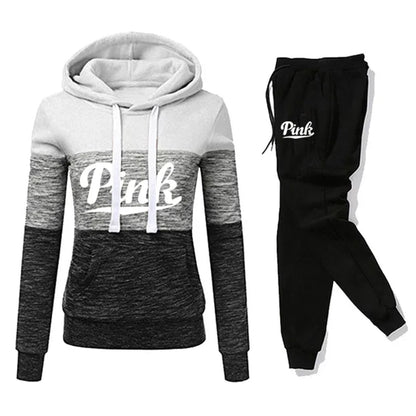 Hot Sales Womens Tracksuit Print ColorBlock Hooded Sweatshirts Fashion Trend Versatile Pullover Street Warm Casual Clothing