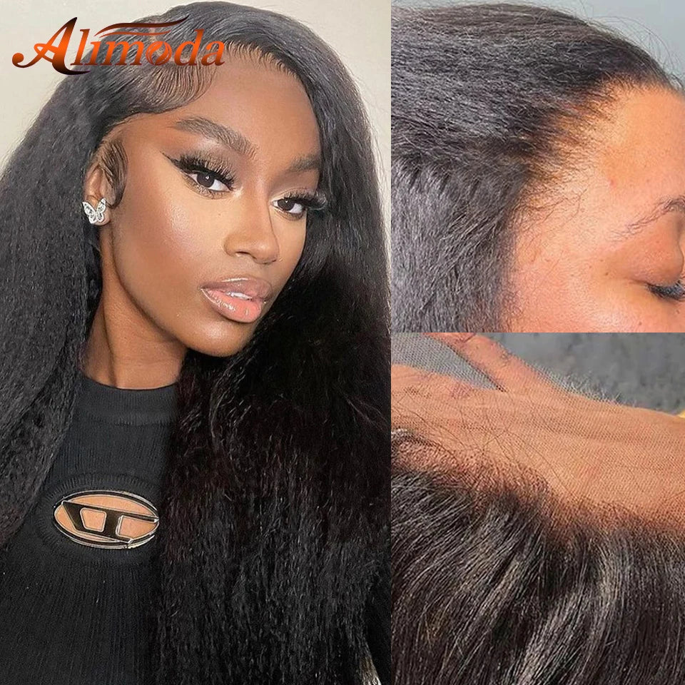 Kinky Straight 13x4 Lace Front Wigs Human Hair 13x6 HD Lace Frontal Wig Natural Hairline Yaki Wig Glueless 5x5 Lace Closure Wigs