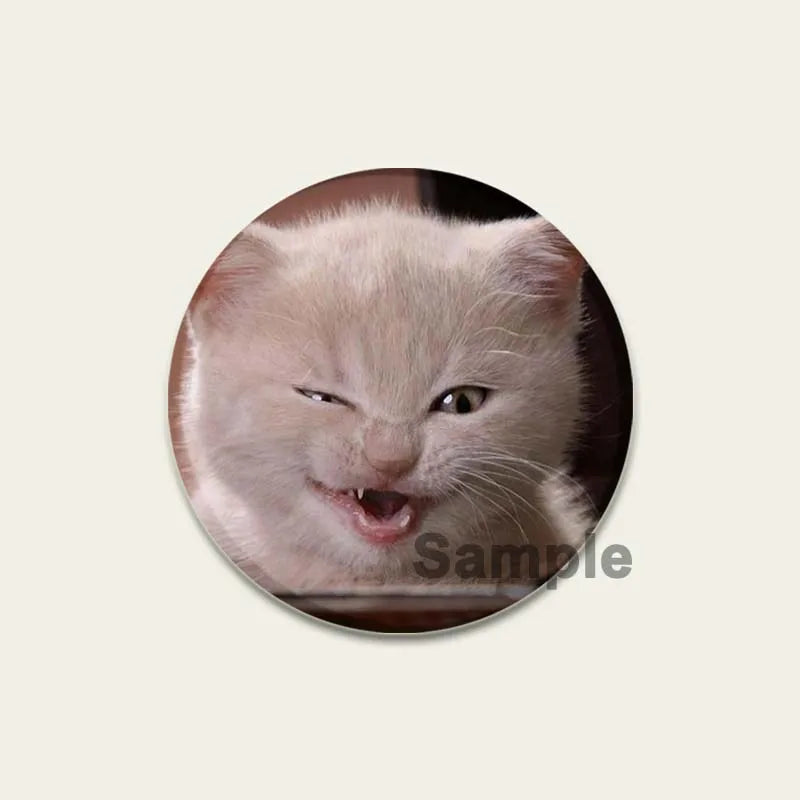 32/44/58mm Funny Cute Cat Badge Round Creative Brooches Fashion DIY Backpack Jewelry Accessory Gifts HD Print Handmade Pins