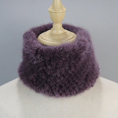 2025 New Women Winter Real Mink Fur Scarves headbands Good Elastic Knitted Natural Mink Fur Scarf Thick Warm Lady Fur Ring Shawl