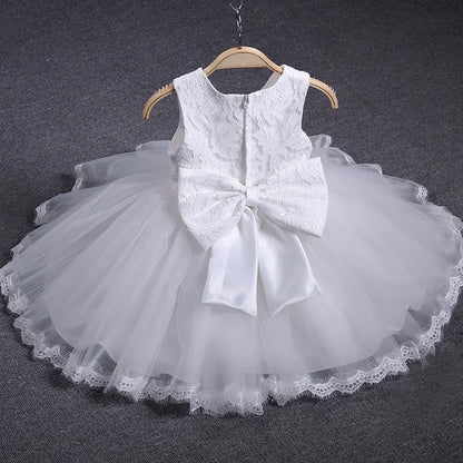 Baby Girl Baptism Dresses Toddler White Lace Flower Tulle Christening