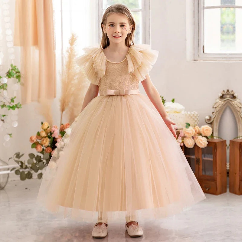 Princess Lace Dress for Kids Flower Lace Dresses 3-8Yrs Girl Banquet