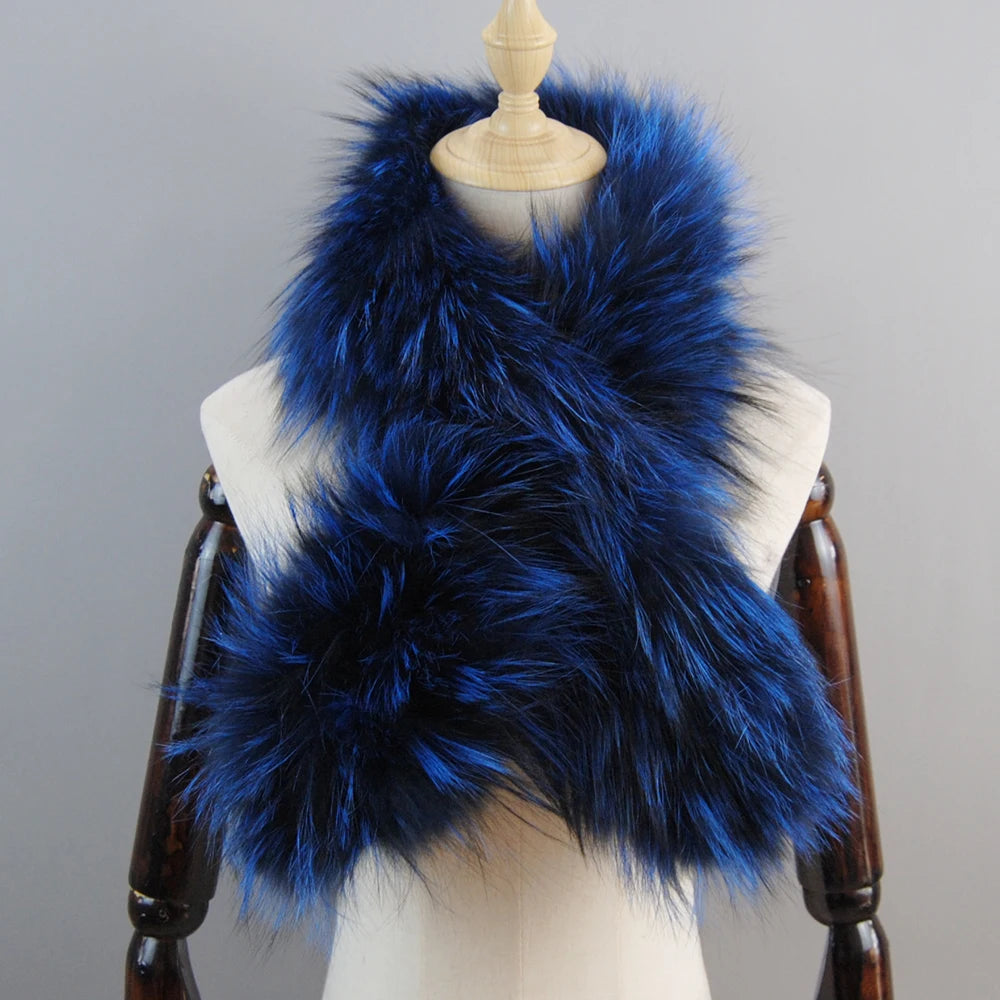 2025 New Knit Real Fox Fur Lady Fashion Neckerchief Scarves Women Real Fur Bandana Women Winter Warm Natural Fox Fur Scarf Ring