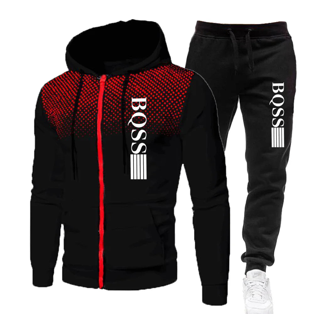 Men Clothing Spotted Sweatshirt Suit Hoodie and Pants Suit Mens Fashion Suits Men's Winter Clothes New Two Piece Set