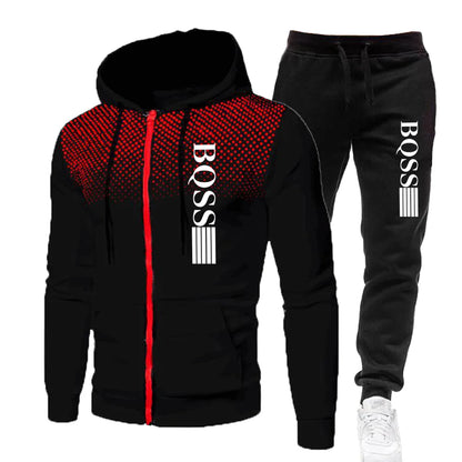 Men Clothing Spotted Sweatshirt Suit Hoodie and Pants Suit Mens Fashion Suits Men's Winter Clothes New Two Piece Set