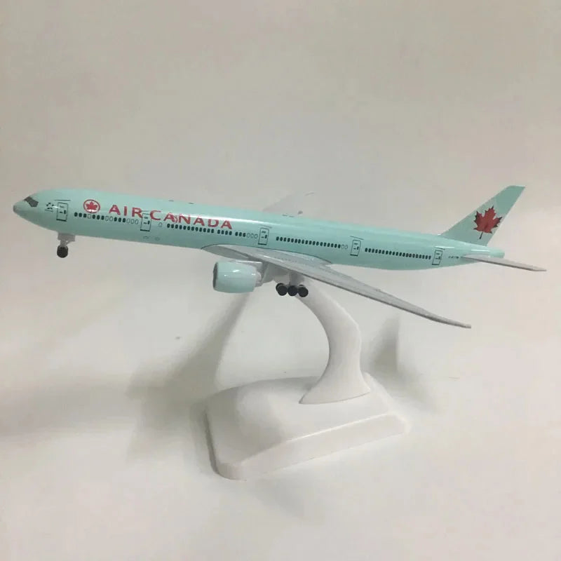 20CM Boeing 777 Air Canada Alloy Airplane Model Toy With Wheel Replica Aircraft Plane Boys for Collectible Display Gift