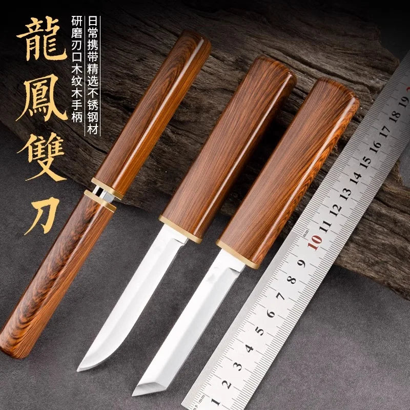 Dragon and Phoenix Double Knife Stainless Steel Mandarin Duck Knife Portable Portable High Hardness Multifunctional Fruit Knife