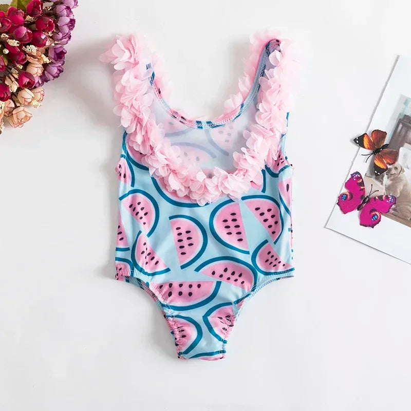 Baby Girls One-piece Swimsuit 1-5Yrs Toddler Kids Swimwear Bikini Flower Girls Summer Beachwear Backless Children Bathing Suit