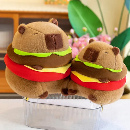 Cute Capybara Plush Toy Hamburger Shape Capibara Plush Toy Fluffty Kawaii Soft Plush Doll Best Birthday Gifts For Kids
