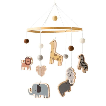 Baby Crib Mobile Bed Bell Rattle Toys Wooden Crochet Stars Pendant Bed Bell Toys Newborn Comfort Crib Bracket Hanging Toys Gifts