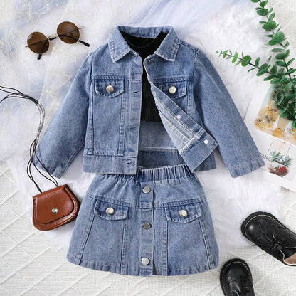 Baby Summer Comfortable Denim Casual Three Piece Set