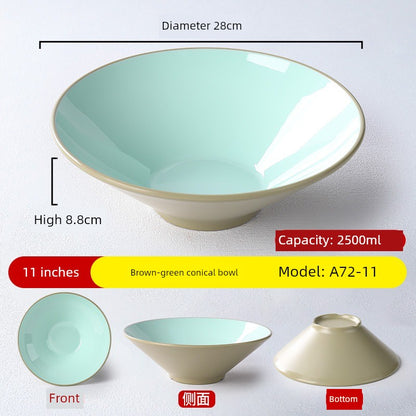 Melamine Rain-Hat Shaped Bowl Commercial Ramen Bowl River Snail Rice Noodle Bowl Noodle Restaurant Dedicated Noodles with Soy Sauce Wonton Pig's Knuckle Rice Spicy Hot Large Bowl