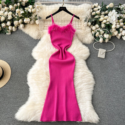 Chic Fashion Sexy Package Hips Knitted Summer Dress