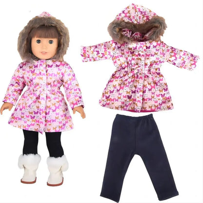 18 inch Girls Doll Winter Coat Dress Suit for 43cm Baby Doll Outfit Skirt