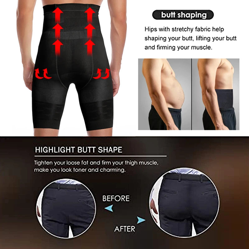 Men Body Shaper Tummy Control Shorts Shapewear Belly Girdle Boxer Briefs High Waisted Slimming Underwear Leg Compression Panties