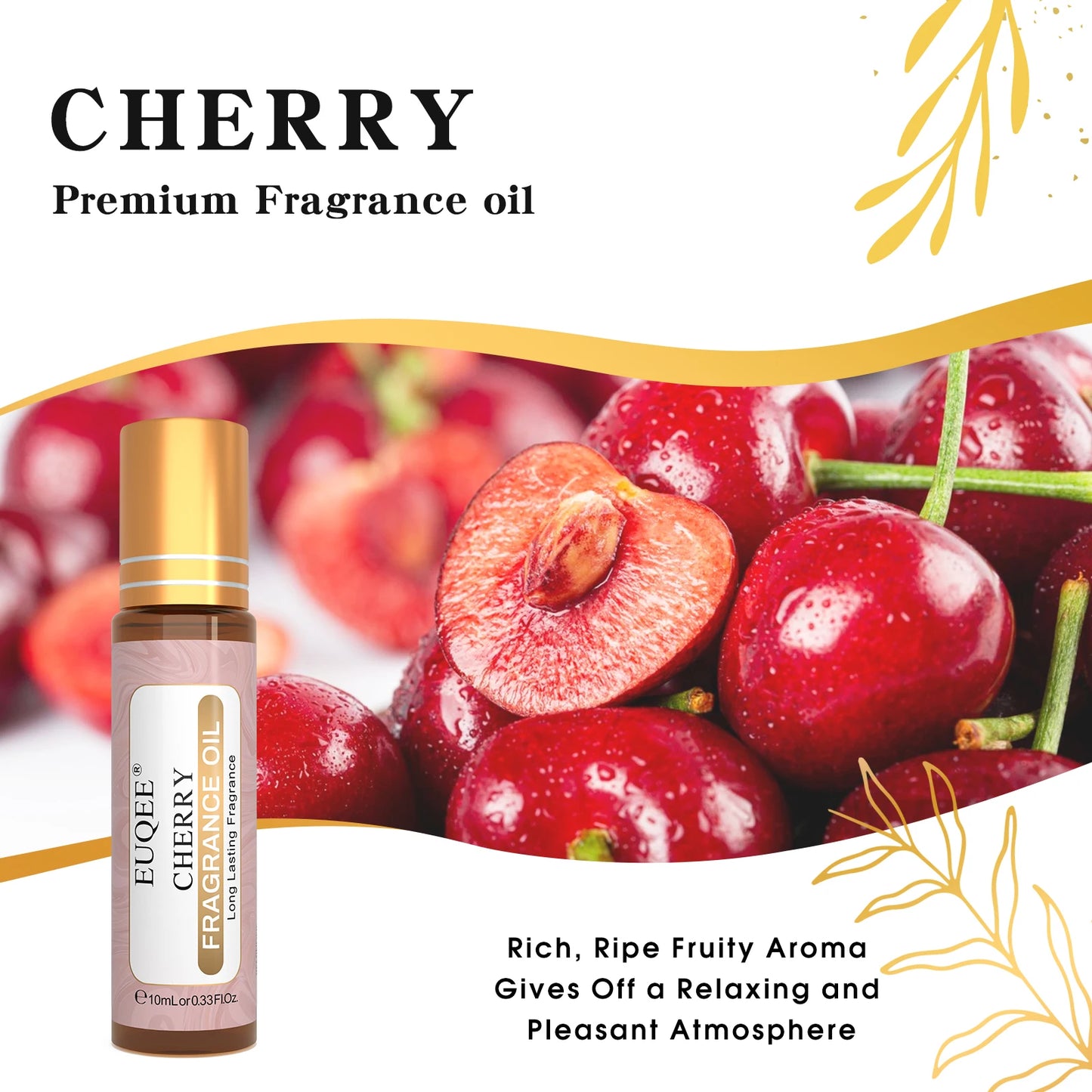 EUQEE 10ml 1pcs Strawberry Cherry Watermelon Peach Fragrance Oils For Aromatherapy Diffuser Candle Making Premium Perfume Oil