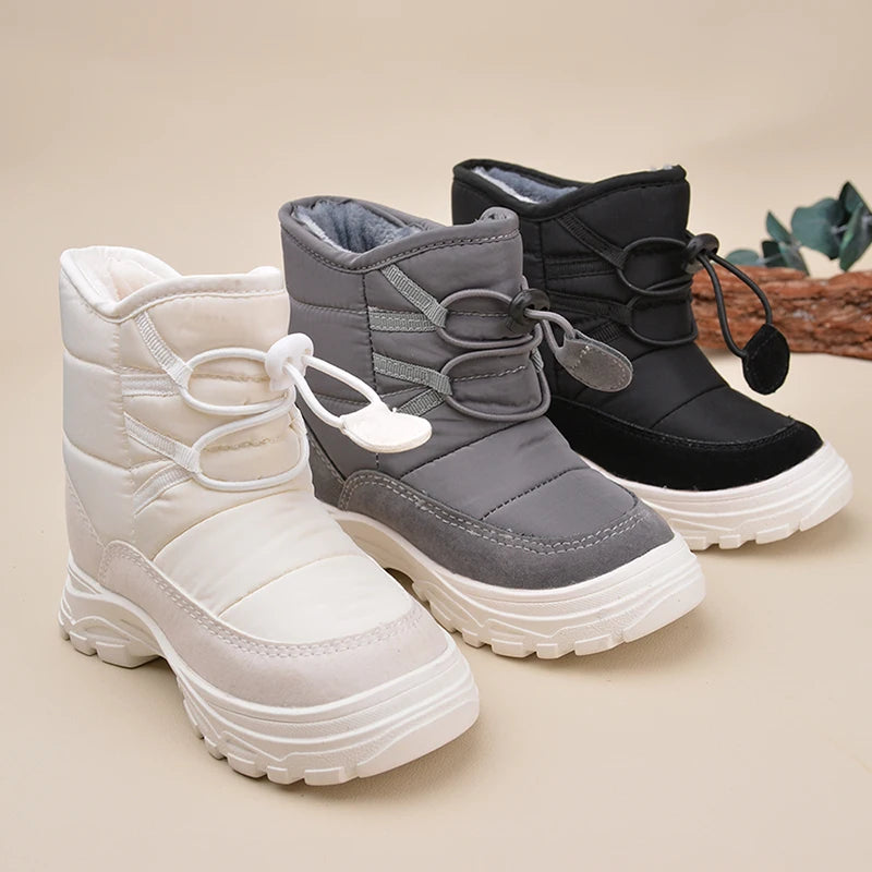 High Quality Rubber Sole Anti-slip Kids Winter Waterproof Warm Booties Children Versatile Plush Shoes EW8273