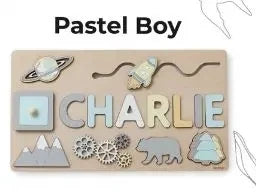 Personalized Custom First Name Wooden Puzzle Educational Toys for Toddlers Shape Matching Board Boys Girls Early Learning Gifts