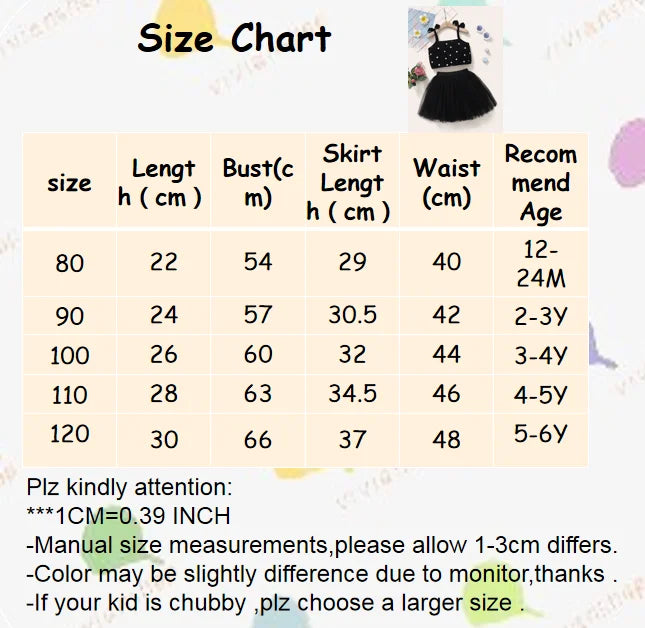 1-5Years Toddler Baby Girl Clothes Set Polka Dot Strap Top + Tutu Skirt Summer Party Lovely 2PCS Kids Girl Fashion Dress Outfit