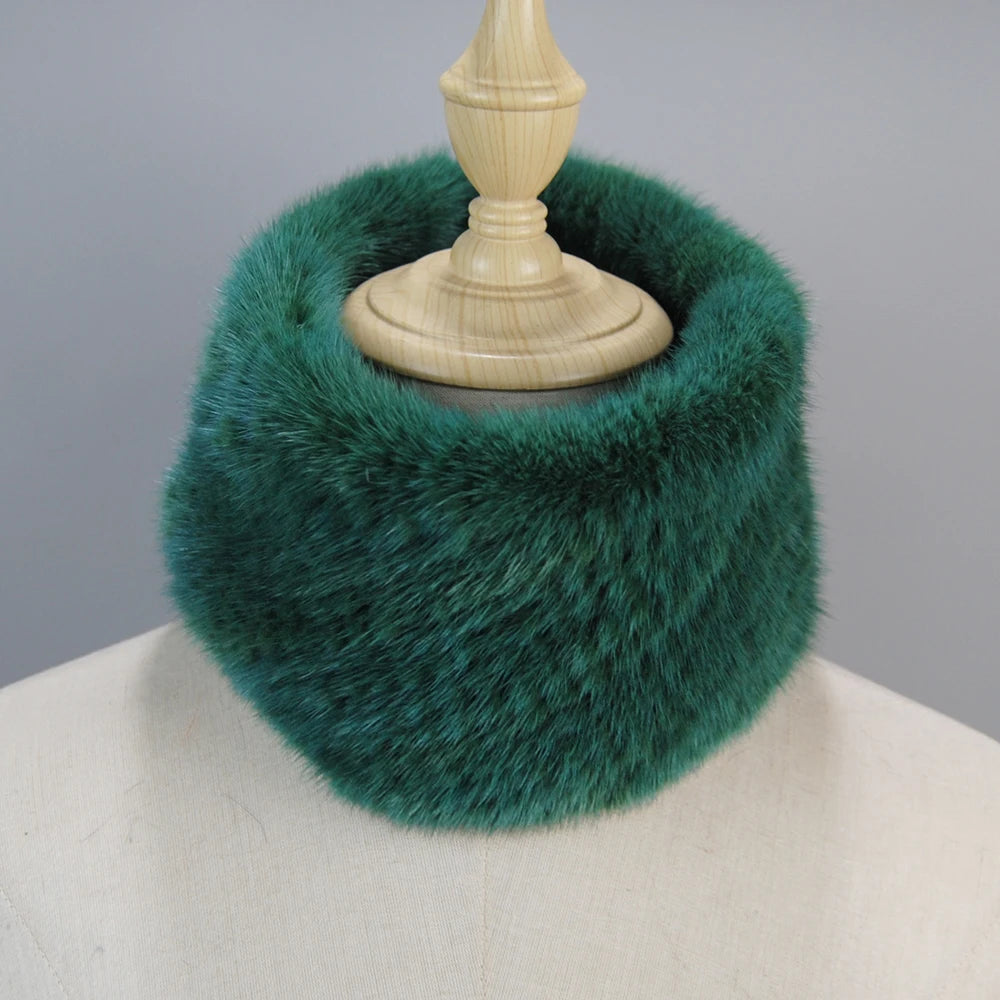 2025 New Women Winter Real Mink Fur Scarves headbands Good Elastic Knitted Natural Mink Fur Scarf Thick Warm Lady Fur Ring Shawl