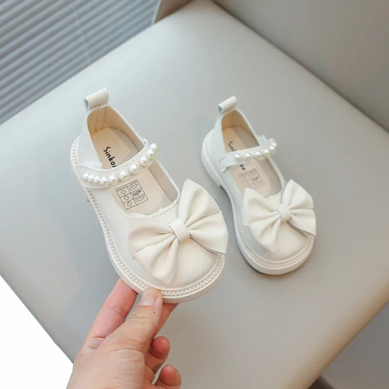 Baby Girls Casual Shoes Kids PU Leather Shoes with Bow-knot Sweet Cute Fashion Princess Children Wedding Dress Party Flats Soft