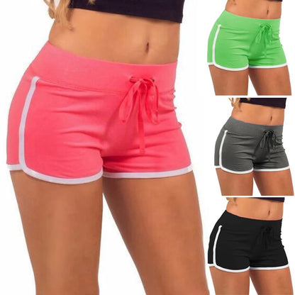 Summer Fast Drying Sports Pants for Women Cotton Shorts Contrast Binding Side Split Elastic Waist Casual Shorts Yoga Short Pants