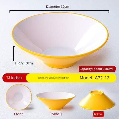 Melamine Rain-Hat Shaped Bowl Commercial Ramen Bowl River Snail Rice Noodle Bowl Noodle Restaurant Dedicated Noodles with Soy Sauce Wonton Pig's Knuckle Rice Spicy Hot Large Bowl