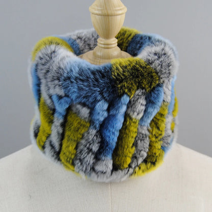 Good Elastic Rex Rabbit Fur Ring Scarves Winter Warm Women Genuine Rex Rabbit Fur Scarf Knitted Real Natural Fur Wraps Headbands