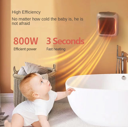 Mini Home Heater 800w Bathroom Heating Fan Wall Mounted Intelligent Bathroom Fast Heating Portable Size Small Winter Heating