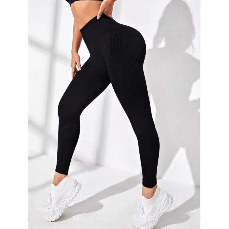 High Waisted Seamless Stretch Athletic Yoga Pants Leggings  Ultra Breathable Quick-Drying for Running Fitness Solid Colors