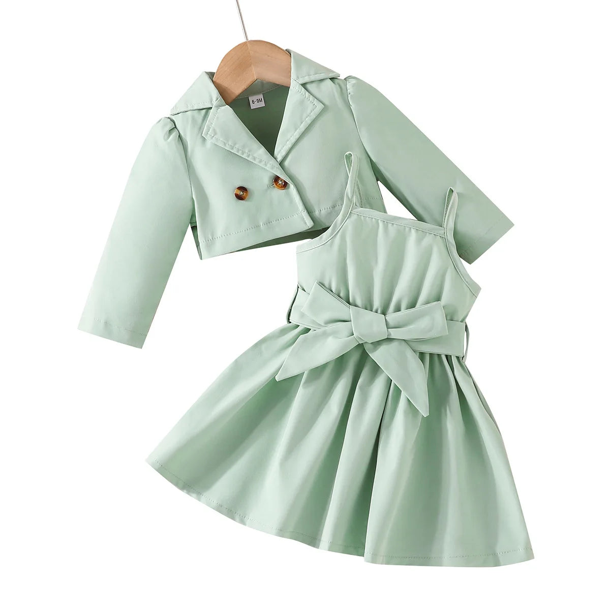 MiniFox 2 Pieces Suit Sets For Baby Girls Lapel Blazer Coat and Belted Wine Dress Kids Party Baby Clothes Girls Outfits Sets