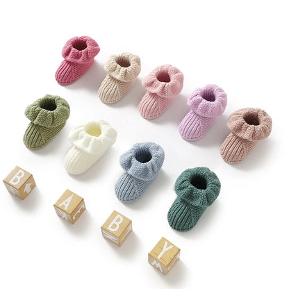 Newborn Baby Shoes Knitted Infant Girl Boy Boots Fashion Ruffles Slip-on Toddler Kid Footwear 0-18M Handmade Clothes Accessories