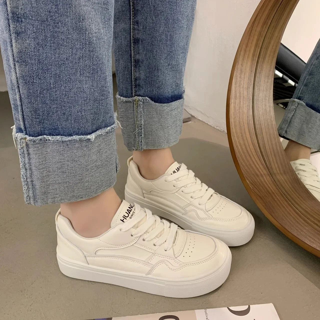 Little White Shoes Women Sneakers 2024 New Breathable Genuine Leather Women's Shoes Casual Sports Board Shoes Sneaker  Adult