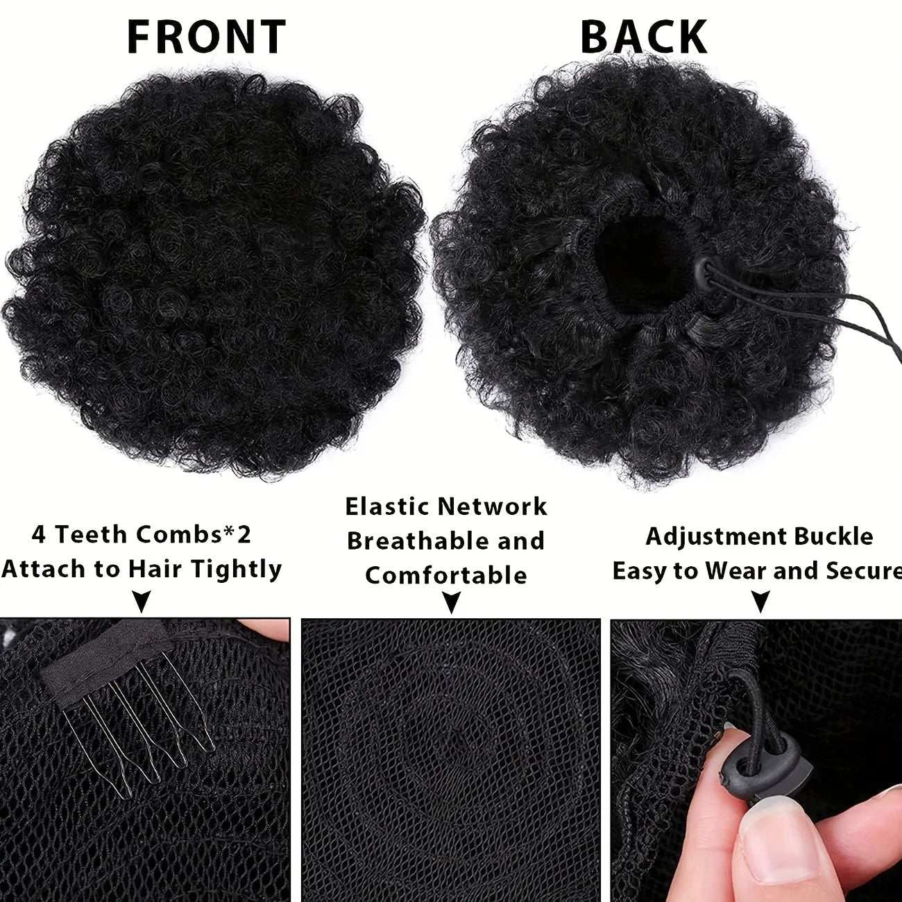 Kinky Curly Afro Puff Ponytail Extensions - Short Synthetic Updo Hair Pieces for Natural Look and Style - Hair Accessories