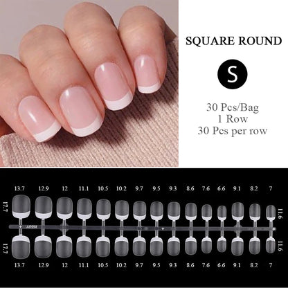 30Pcs French Gradient Short Ballet Nails Simple Nude Color False Nails Coffin Fake Nail Press On Nails Full Cover Nails