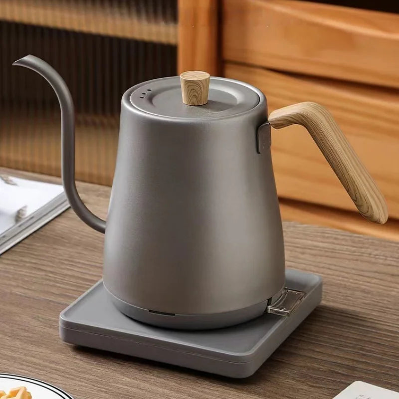 Electric Kettle 1000W Gooseneck Electric Pot  Electric Water Heater Teapot 0.8L Wood Grain Hand Brew Gooseneck Jug Pot 110V/220V